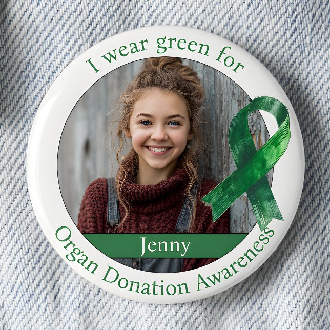 Badge Rond 5 Cm Wear Green for Organ Donation Awareness Photo (Créateur téléchargé)