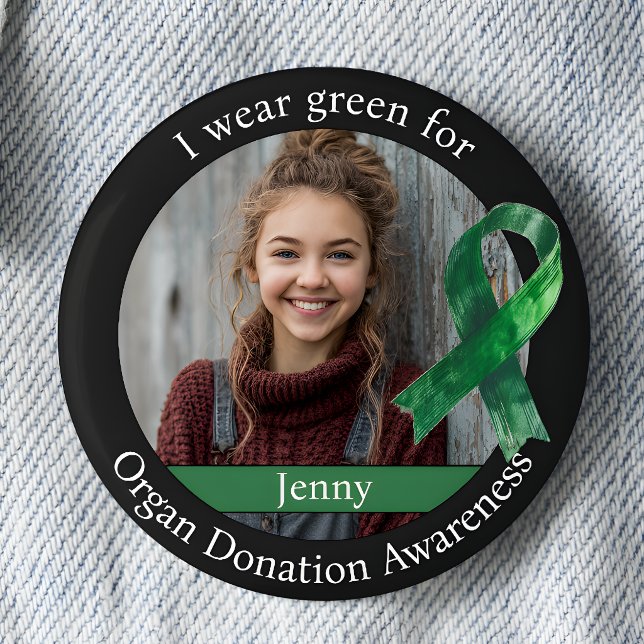 Badge Rond 5 Cm Wear Green for Organ Donation Awareness Photo (Créateur téléchargé)