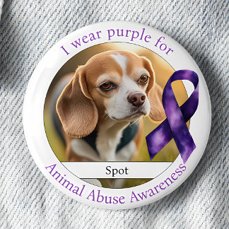 Badge Rond 5 Cm Wear Purple for Animal Abuse Awareness Photo