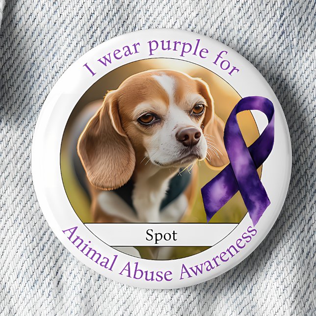 Badge Rond 5 Cm Wear Purple for Animal Abuse Awareness Photo (Créateur téléchargé)