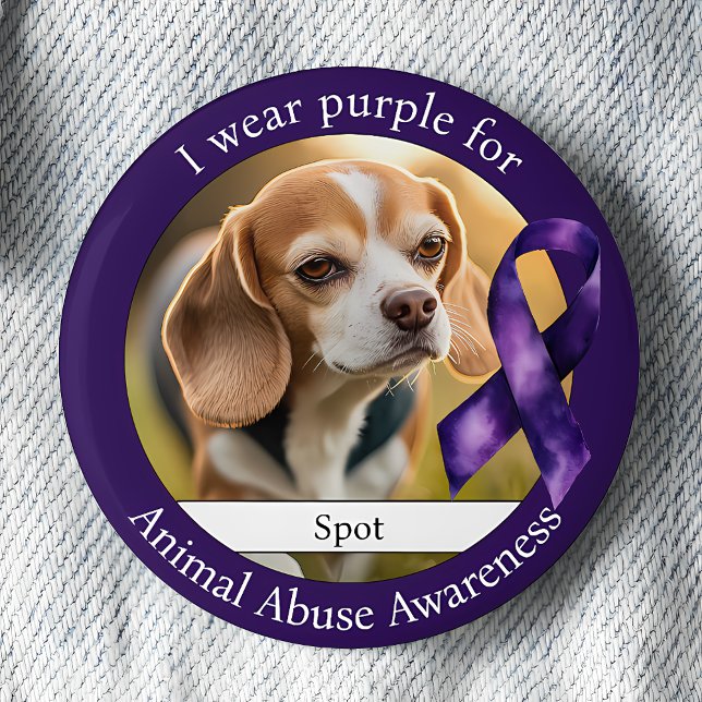 Badge Rond 5 Cm Wear Purple for Animal Abuse Awareness Photo (Créateur téléchargé)