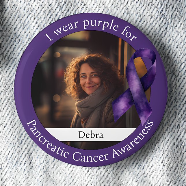Badge Rond 5 Cm Wear Purple for Pancreatic Cancer Awareness Photo (Créateur téléchargé)