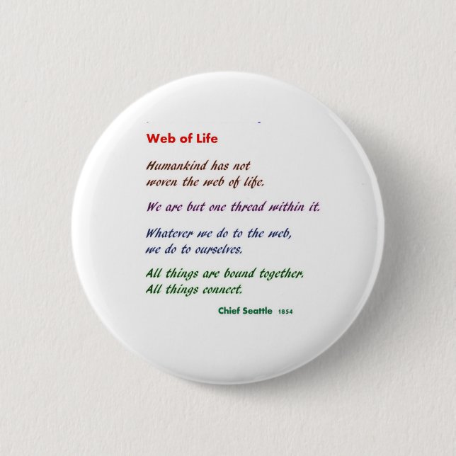 Badge Rond 5 Cm Web de la vie : Sagesse de Natif américain (Devant)
