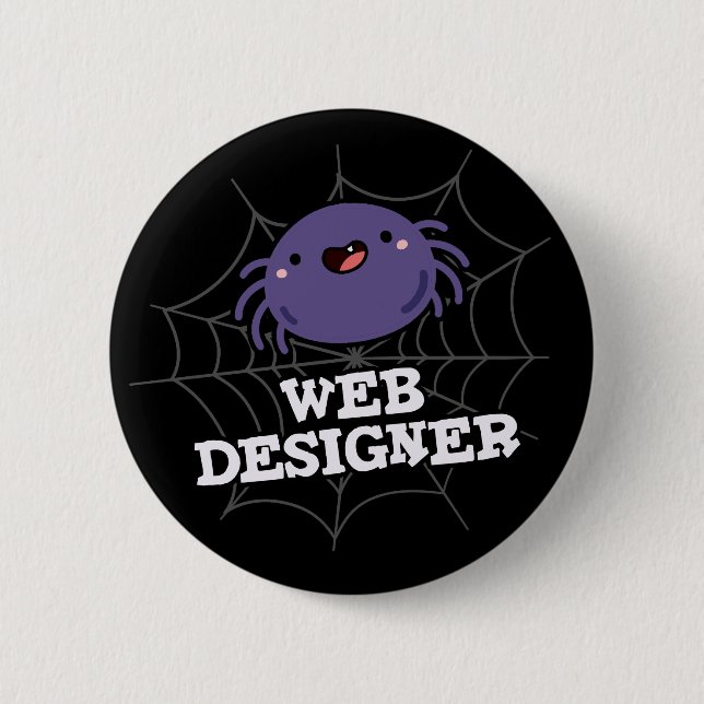 Badge Rond 5 Cm Web Designer Funny Spider Pun Dark BG (Devant)