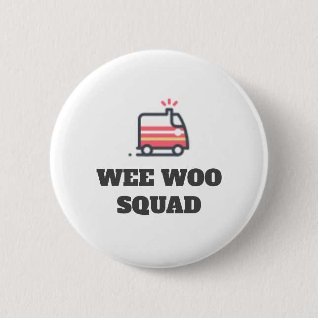 Badge Rond 5 Cm Wee Woo Squad, Ambulance (Devant)