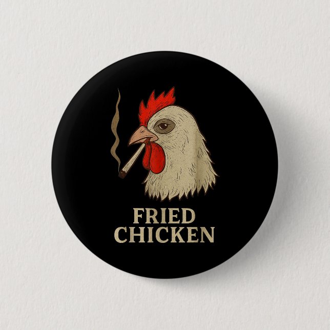 Badge Rond 5 Cm Weed Meme Funny Fried Chicken Smoking  (Devant)