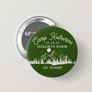 Badge Rond 5 Cm Week-end en camping de luxe et fête sur la montagn