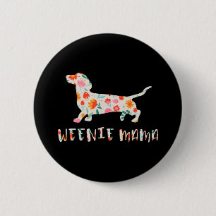 Badge Rond 5 Cm Weenie Mama Dachshund floral