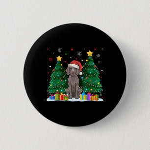 Badge Rond 5 Cm Weimaraner Amoureux de les chiens Santa Hat Vilain