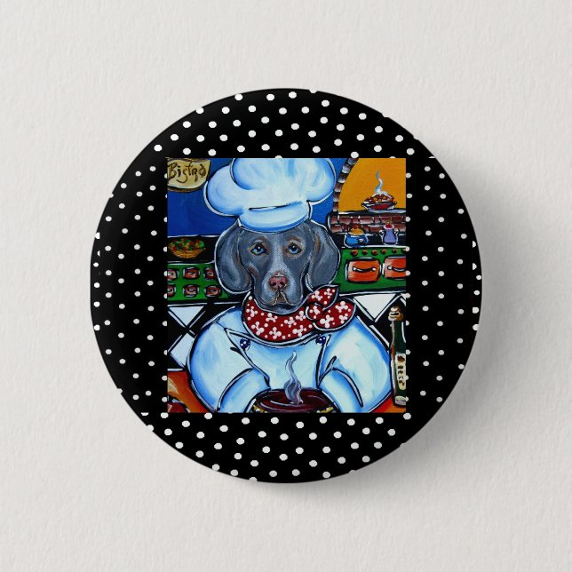 Badge Rond 5 Cm Weimaraner Chef (Devant)