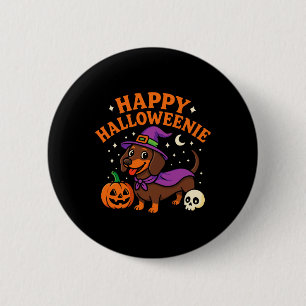 Badge Rond 5 Cm Weiner Chien Sorcière Happy Halloweenie mignonne H