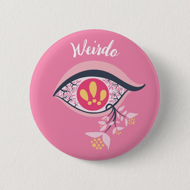 Badge Rond 5 Cm Weirdo Trippy Oeil rose floral psychédélique (Devant)