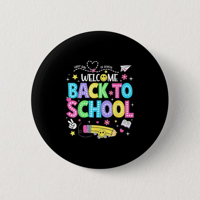 Badge Rond 5 Cm Welcome Back To School Shirts First Day Of School  (Devant)