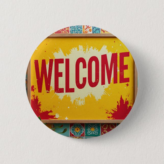Badge Rond 5 Cm Welcome design on  (Devant)
