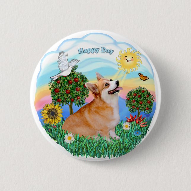 Badge Rond 5 Cm Welsh Corgi (Pembroke 7b) (Devant)