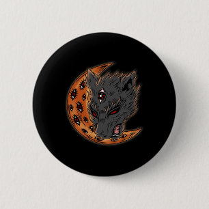 Badge Rond 5 Cm Werewolf Halloween Crescent Lune Horreur Yeux Goth