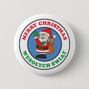 Badge Rond 5 Cm Wesolych Swiat Polish Christmas