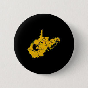 Badge Rond 5 Cm West Virginia Mountain Gold et Blue Fly Fishing F