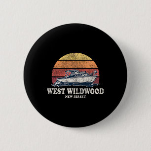 Badge Rond 5 Cm West Wildwood Nj Bateau Vintage les années 70 Retr