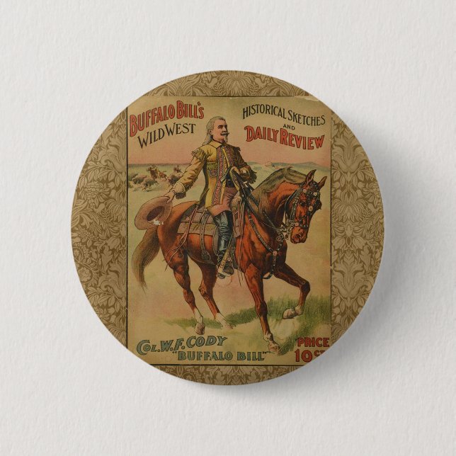 Badge Rond 5 Cm Western Buffalo Bill Wild West (Devant)