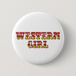 Badge Rond 5 Cm Western Girl Cowgirl Pink & Green Wild West