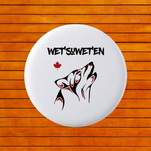Badge Rond 5 Cm Wet'suwet'en Howling Wolf Haida Style Tatouage cou