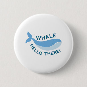 Badge Rond 5 Cm Whale Bonjour Là !