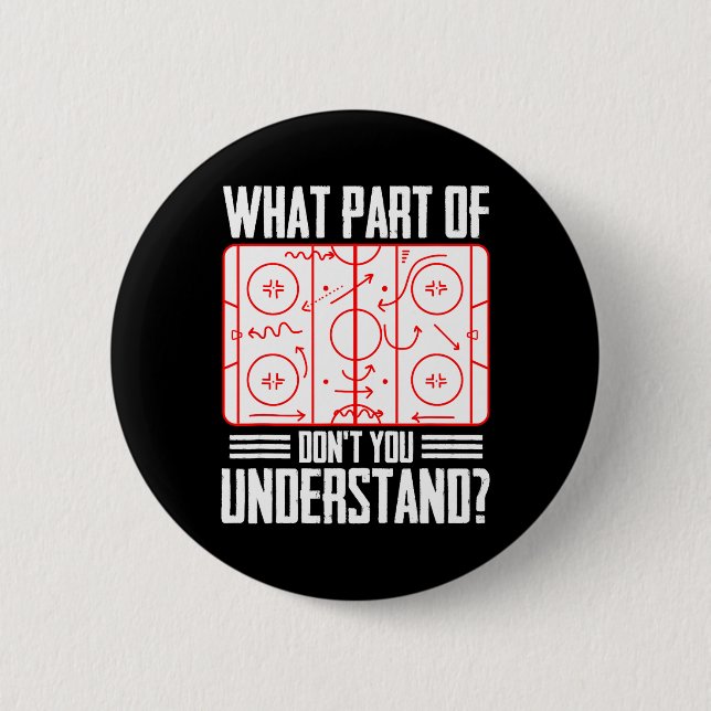 Badge Rond 5 Cm What Part Of Hockey Don't You Understand Ice Hocke (Devant)