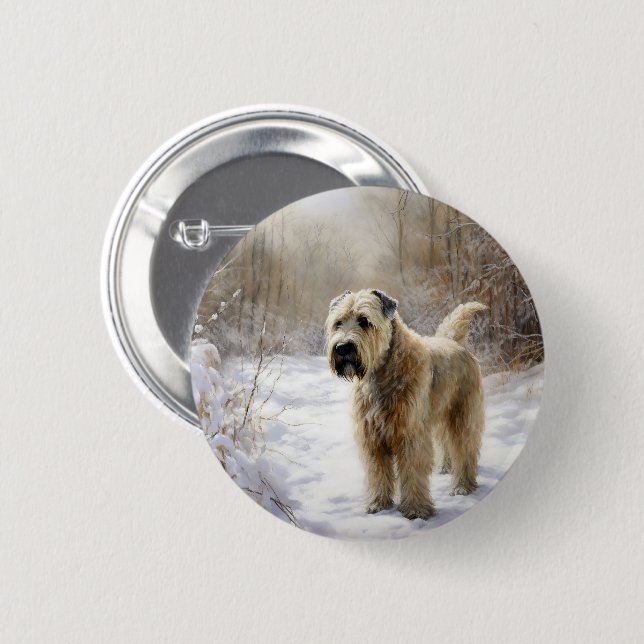Badge Rond 5 Cm Wheaten Terrier Laisser neiger Noël (Devant & derrière)