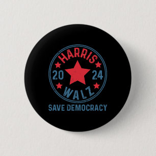 Badge Rond 5 Cm Wheimer 2024 Save Democracy Kamala Harris Tim Walt
