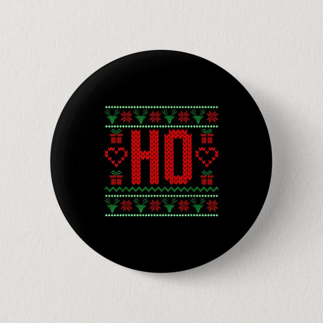 Badge Rond 5 Cm Where My Ho's At Ugly Christmas Sweater Couples Ma (Devant)