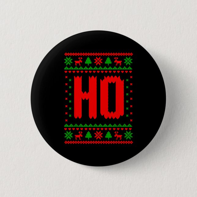 Badge Rond 5 Cm Where's My Ho At_ Ho Merry Christmas Holiday Coupl (Devant)