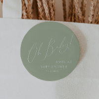 Whimsical Sage Green Oh Baby