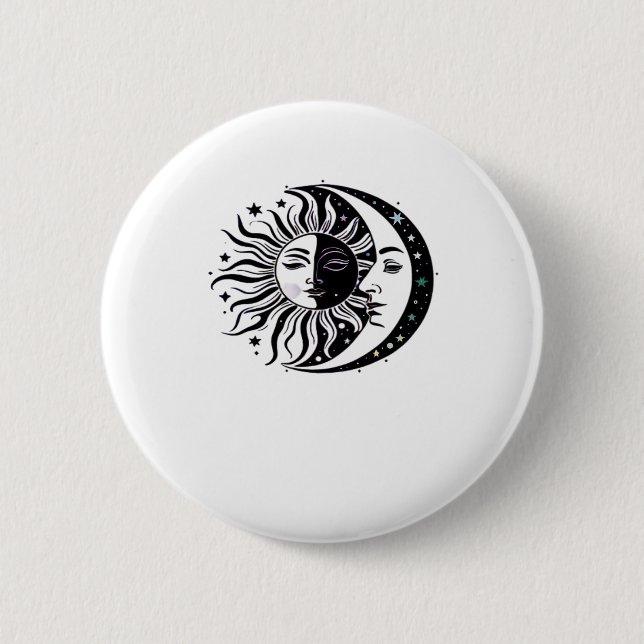 Badge Rond 5 Cm Whimsigoth Aquarelle Sun Moon Witchy Classic (Devant)