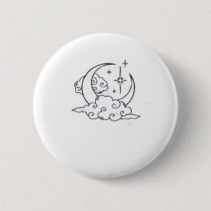 Badge Rond 5 Cm Whimsigoth Nuages Lune Witchy Classic