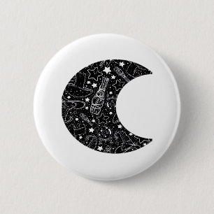 Badge Rond 5 Cm Whimsigoth Witch Moon Wicca Kawaii Goth Tattoo Ast