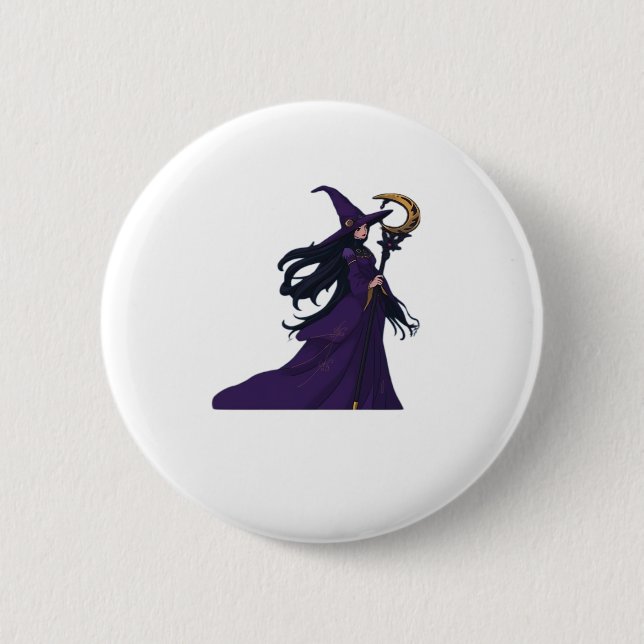 Badge Rond 5 Cm Whimsigothique Lune sorcière (Devant)