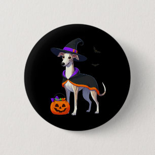 Badge Rond 5 Cm Whippet Halloween Witch Costume Pour Chien Adulte