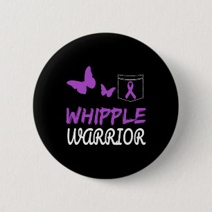 Badge Rond 5 Cm Whipple Guerrier Purple Ribbon Cancer Pancréatique