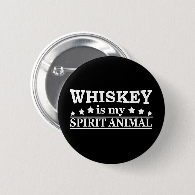 Badge Rond 5 Cm Whiskey est mon animal d'esprit drôle de dire alco (Devant & derrière)