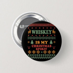 Badge Rond 5 Cm Whiskey est mon esprit de noël drôle pull moche