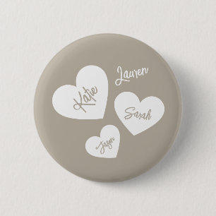 Badge Rond 5 Cm Whisper doux personnalisé Coeurs de la mère beige