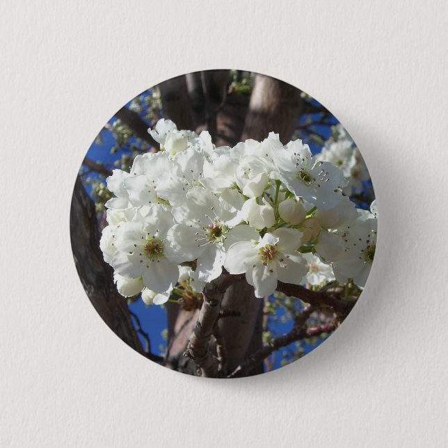 Badge Rond 5 Cm White Blossoms II (Devant)
