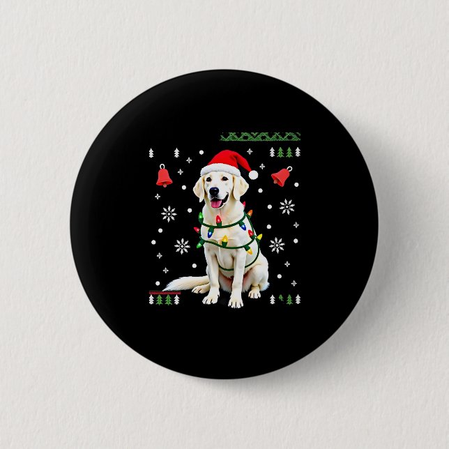 Badge Rond 5 Cm White Boxer Dog Ugly Christmas Sweater Funny Xmas  (Devant)