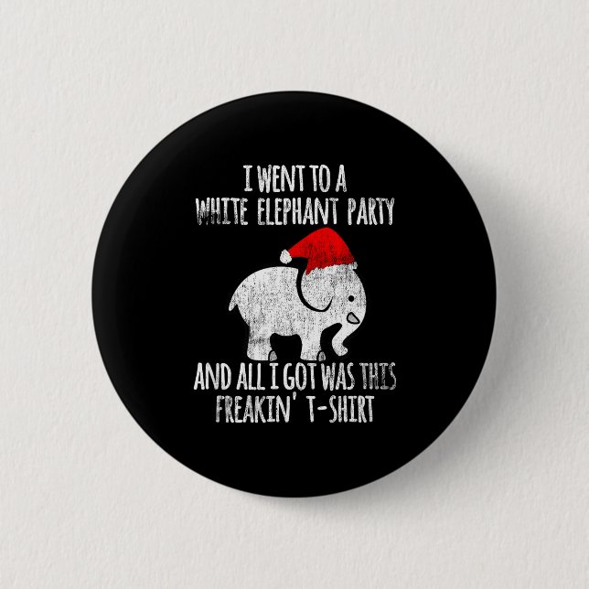 Badge Rond 5 Cm White Elephant Christmas Fun Gift Exchange Contest (Devant)