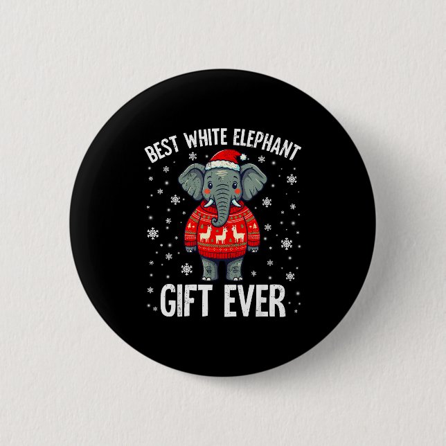 Badge Rond 5 Cm White Elephant Ever Christmas Xmas Under 15 20  (Devant)