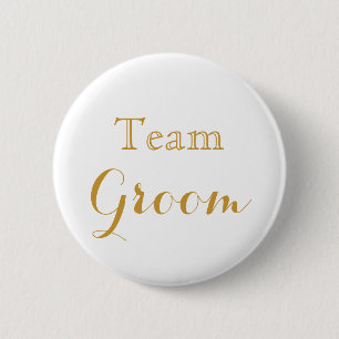 Badge Rond 5 Cm White Gold Mariage Team Groom