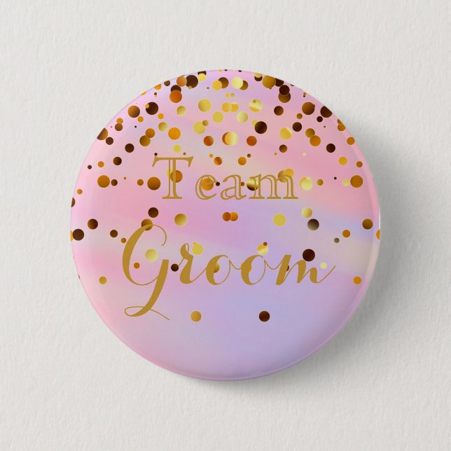 Badge Rond 5 Cm White Gold Parties scintillant Faux Foil Mariage T (Devant)