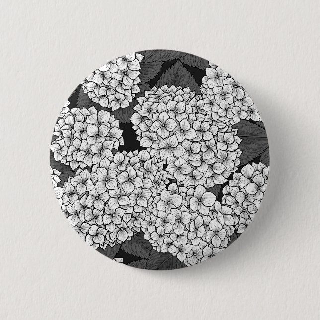 Badge Rond 5 Cm White hydrangea (Devant)