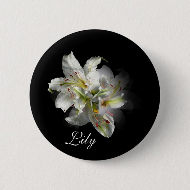 Badge Rond 5 Cm White Lilies Fantasy (Devant)